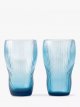 Ribbed Glass Highball, Set of 2, 300ml, Blue