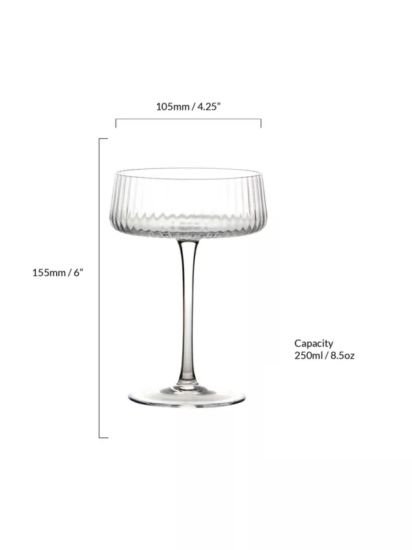 Glass Champagne Saucer, Set of 2, 250ml